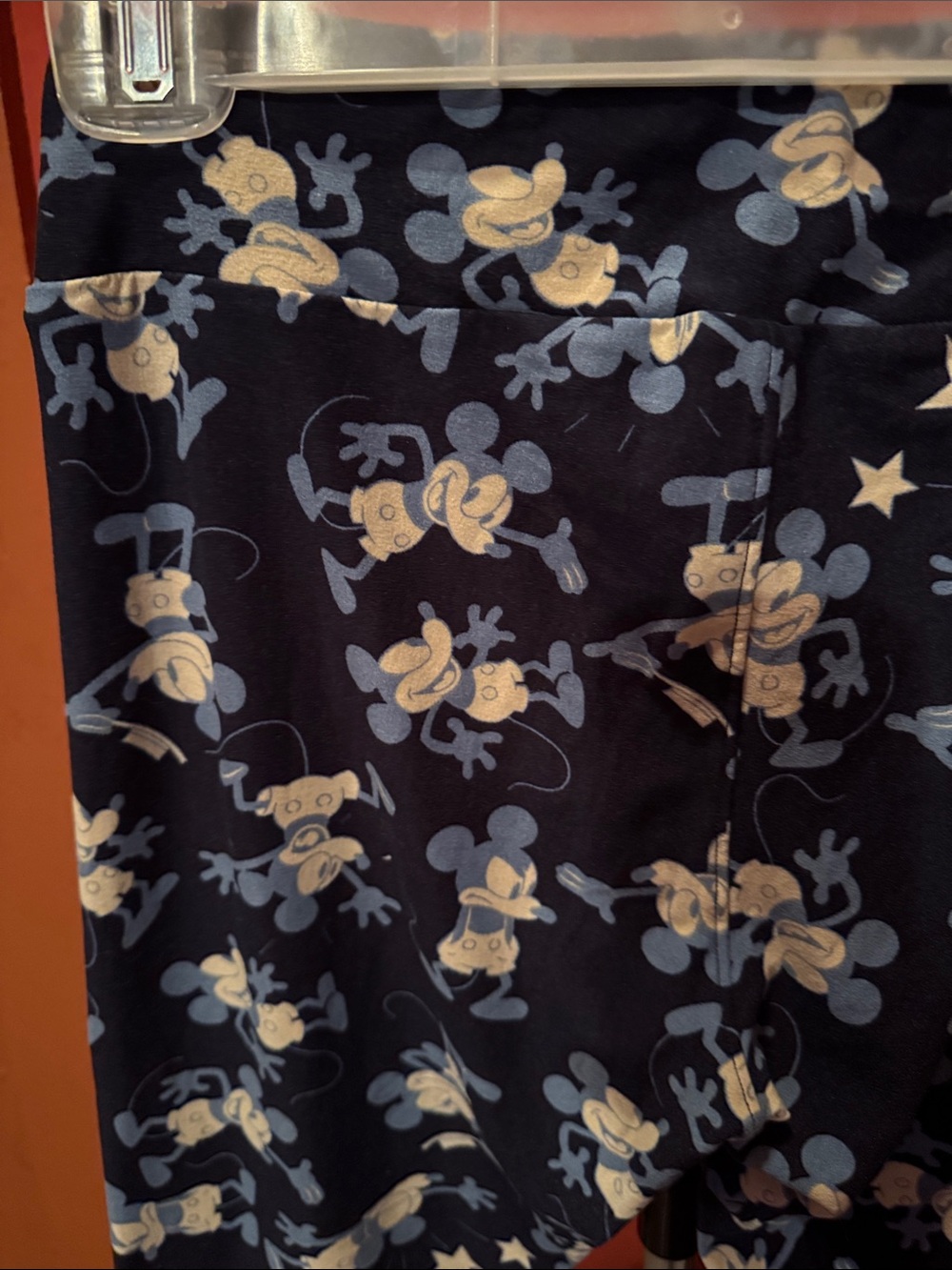 LuLaRoe Navy Leggings with Light Blue and Cream Cartoon Print - Picture 5 of 5